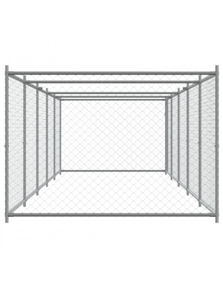 Gabbia per Cani con Porta Grigia 10x2x1,5 m in Acciaio Zincato