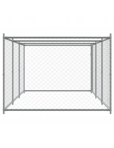 Gabbia per Cani con Porta Grigia 6x2x1,5 m in Acciaio Zincato