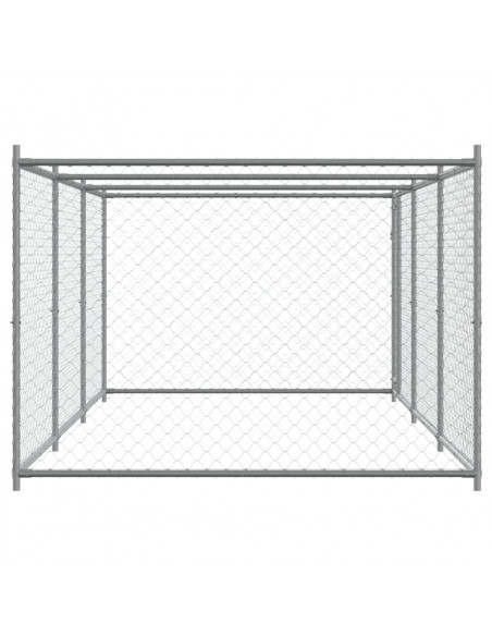Gabbia per Cani con Porta Grigia 6x2x1,5 m in Acciaio Zincato