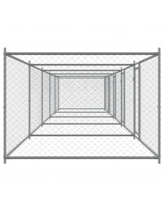 Gabbia per Cani con Porte Grigia 10x2x1,5 m in Acciaio Zincato