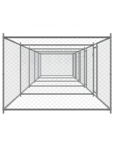 Gabbia per Cani con Porte Grigia 10x2x1,5 m in Acciaio Zincato