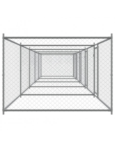 Gabbia per Cani con Porte Grigia 10x2x1,5 m in Acciaio Zincato