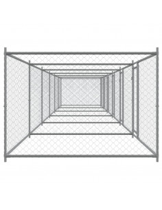 Gabbia per Cani con Porte Grigia 12x2x1,5 m in Acciaio Zincato
