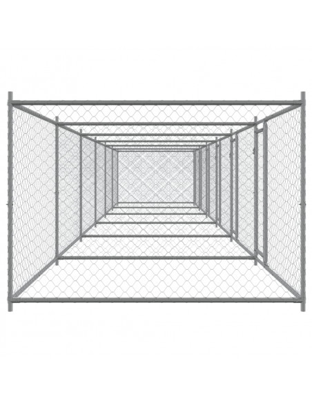 Gabbia per Cani con Porte Grigia 12x2x1,5 m in Acciaio Zincato