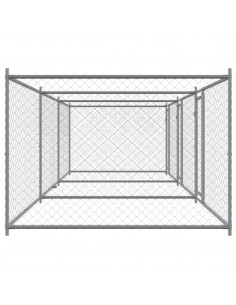 Gabbia per Cani con Porte Grigia 6x2x1,5 m in Acciaio Zincato