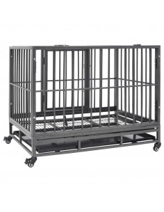 Gabbia per Cani con Ruote in Acciaio 102x72x85 cm