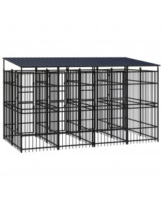 Gabbia per Cani da Esterno con Tetto in Acciaio 7,37 m²