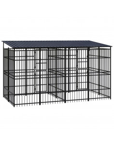 Gabbia per Cani da Esterno con Tetto in Acciaio 7,37 m²