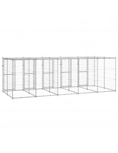 Gabbia per Cani da Esterno in Acciaio Zincato con Tetto 12,1 m²