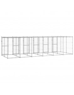 Gabbia per Cani da Esterno in Acciaio Zincato con Tetto 14,52m²