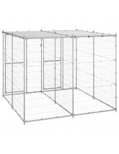 Gabbia per Cani da Esterno in Acciaio Zincato con Tetto 4,84 m²