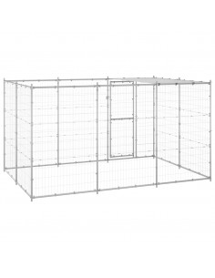 Gabbia per Cani da Esterno in Acciaio Zincato con Tetto 7,26 m²