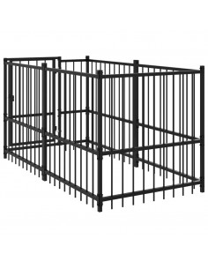 Gabbia per Cani Nera 193,5x97x100 cm in Acciaio