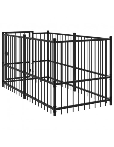 Gabbia per Cani Nera 193,5x97x100 cm in Acciaio