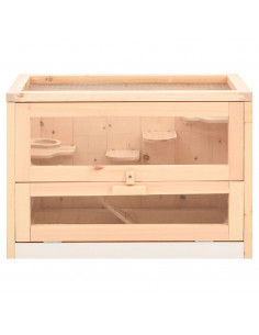 Gabbia per Criceti 60x35,5x42 cm in Legno Massello di Abete