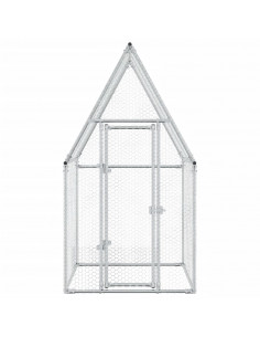 Gabbia per Polli Argento 100x100x190 cm in Acciaio Zincato