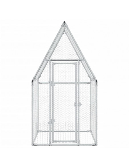 Gabbia per Polli Argento 100x100x190 cm in Acciaio Zincato