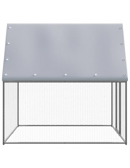 Gabbia per Polli Argento e Grigio 2x2x2 m in Acciaio Zincato