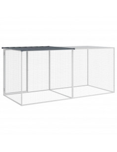 Gabbia Polli con Tetto Antracite 203x98x90 cm Acciaio Zincato