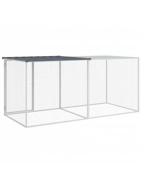 Gabbia Polli con Tetto Antracite 203x98x90 cm Acciaio Zincato