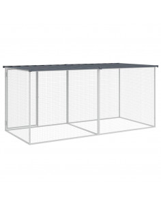 Gabbia Polli con Tetto Antracite 203x98x90 cm Acciaio Zincato