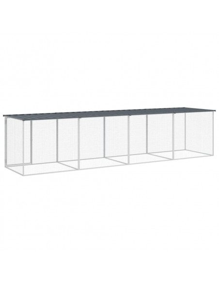 Gabbia Polli con Tetto Antracite 403x98x90 cm Acciaio Zincato