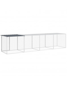 Gabbia Polli con Tetto Antracite 403x98x90 cm Acciaio Zincato