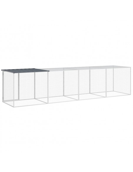 Gabbia Polli con Tetto Antracite 403x98x90 cm Acciaio Zincato