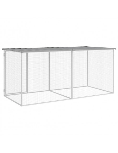 Gabbia Polli Tetto Grigio Chiaro 203x98x90 cm Acciaio Zincato