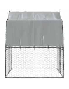 Gabbie per Cani 2pz con Tetto e Anta Argento in Acciaio Zincato