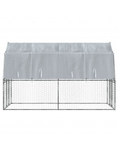 Gabbie per Cani 2pz con Tetto e Anta Argento in Acciaio Zincato