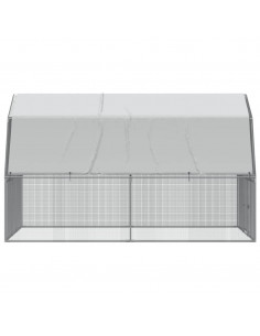 Gabbie per Polli 2 pz con Tetto e Anta Argento Acciaio Zincato