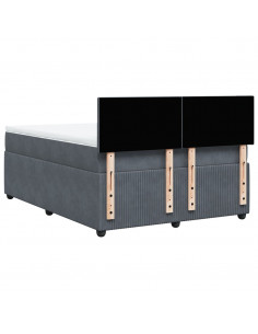 Giroletto a Molle con Materasso Grigio Scuro 140x190 cm Velluto