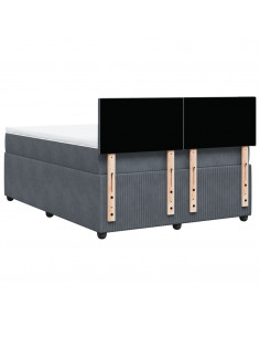 Giroletto a Molle con Materasso Grigio Scuro 140x200 cm Velluto