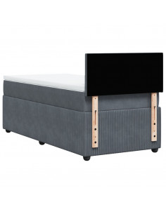 Giroletto a Molle con Materasso Grigio Scuro 90x200 cm Velluto