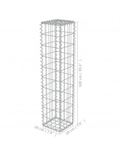Gabbione in Acciaio Zincato 20 x 20 x 100 cm