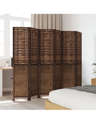 Divisorio Ambienti 6 Pannelli Marrone Scuro Massello Paulownia