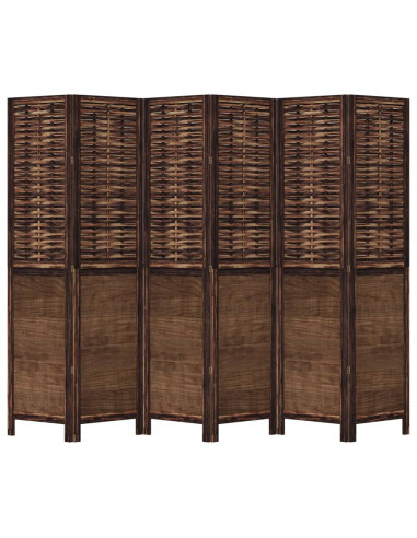 Divisorio Ambienti 6 Pannelli Marrone Scuro Massello Paulownia