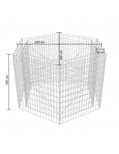 Gabbione Letto Rialzato da Giardino Esagonale 160x140x100 cm