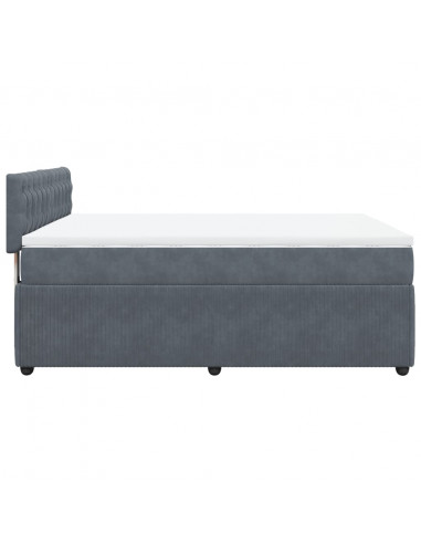 Giroletto a Molle con Materasso Grigio Scuro 140x190 cm Velluto