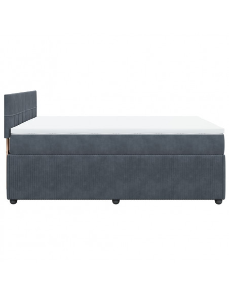 Giroletto a Molle con Materasso Grigio Scuro 140x200 cm Velluto