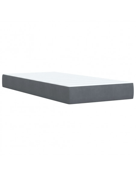 Giroletto a Molle con Materasso Grigio Scuro 90x190 cm Velluto
