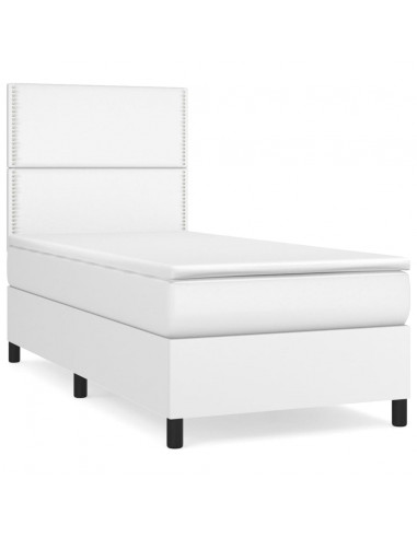 Giroletto a Molle con Materasso Bianco 100x200 cm in Similpelle