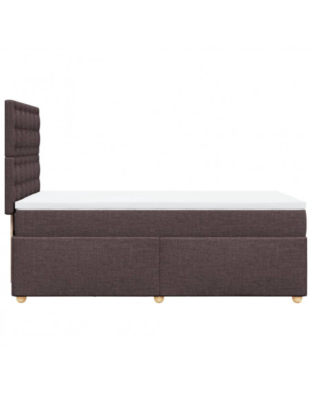 Giroletto a Molle con Materasso Marrone Scuro 100x200cm Tessuto