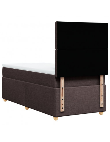 Giroletto a Molle con Materasso Marrone Scuro 100x200cm Tessuto