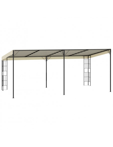 Gazebo a Parete 3x6 m Crema in Tessuto