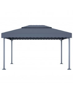 Gazebo con Pareti e Luci LED 400x300 cm Antracite in Alluminio