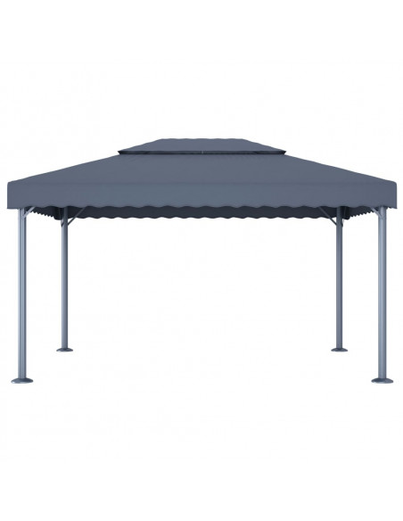 Gazebo con Pareti e Luci LED 400x300 cm Antracite in Alluminio