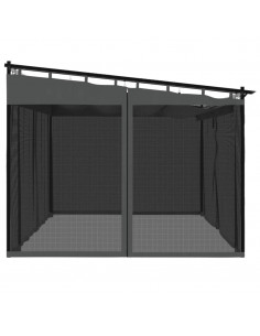 Gazebo con Pareti in Rete Antracite 4x3 m in Acciaio