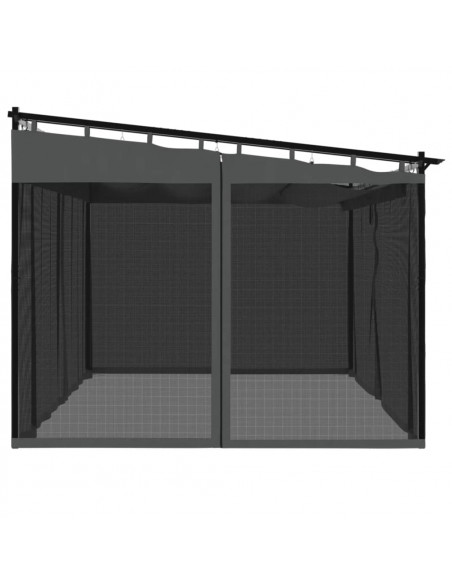 Gazebo con Pareti in Rete Antracite 4x3 m in Acciaio
